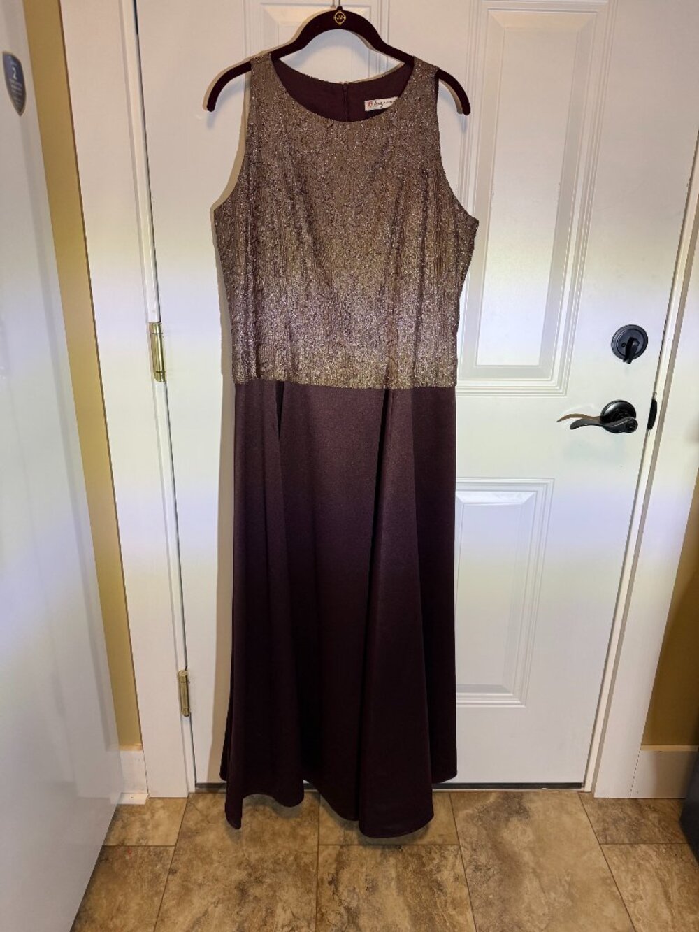 Gold & burgundy Maxi Dress